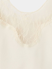 Mango Cream Lace Trim Satin Sleeveless Vest - Image 6 of 7