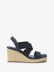 Navy Blue Regular/Wide Fit Forever Comfort® Elasticated Cross-Over Espadrille Wedges - Image 3 of 7