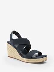 Navy Blue Regular/Wide Fit Forever Comfort® Elasticated Cross-Over Espadrille Wedges - Image 4 of 7