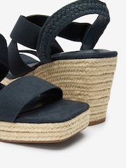 Navy Blue Regular/Wide Fit Forever Comfort® Elasticated Cross-Over Espadrille Wedges - Image 6 of 7