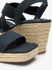 Navy Blue Regular/Wide Fit Forever Comfort® Elasticated Cross-Over Espadrille Wedges - Image 7 of 7