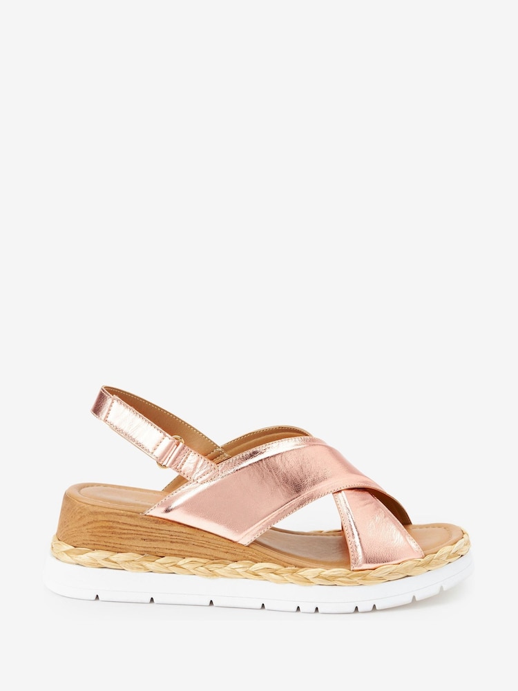 Rose Gold Regular/Wide Fit Forever Comfort® Sports Cross Over Wedges - Image 2 of 6