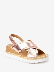 Rose Gold Regular/Wide Fit Forever Comfort® Sports Cross Over Wedges - Image 3 of 6