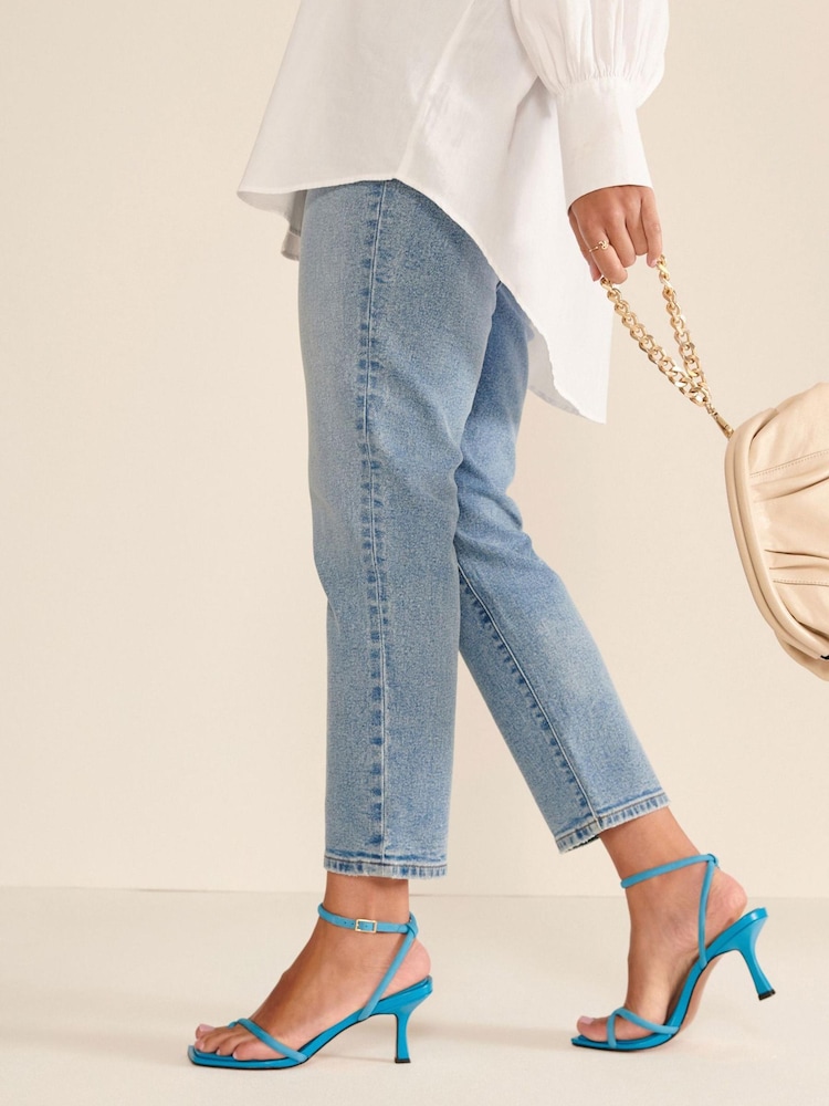 Blue Signature Strappy Toe Loop Heel Sandals - Image 1 of 6 Blue Signature Strappy Toe Loop Heel Sandals - Image 1 of 6
