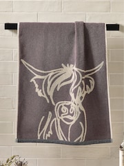 Grey Hamish the Highland Cow 100% Cotton Towel - Image 2 of 5