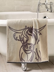 Grey Hamish the Highland Cow 100% Cotton Towel - Image 4 of 5