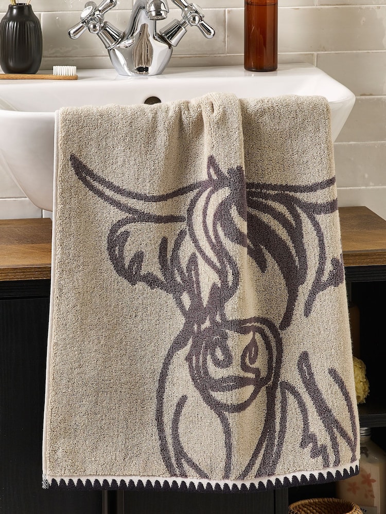 Grey Hamish the Highland Cow 100% Cotton Towel - Image 5 of 5
