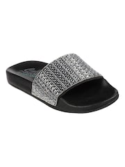 Skechers Black/Silver Pop Ups New Spark Womens Slides - Image 1 of 5