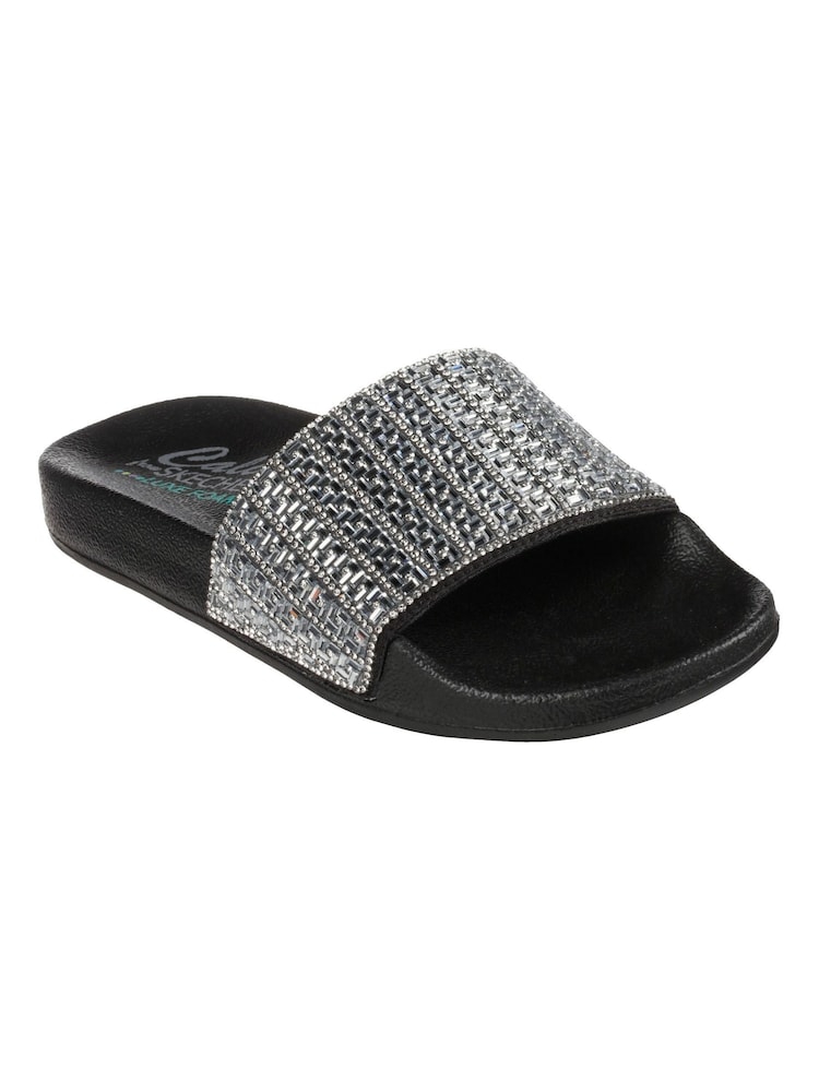 Skechers Black/Silver Pop Ups New Spark Womens Slides - Image 1 of 5