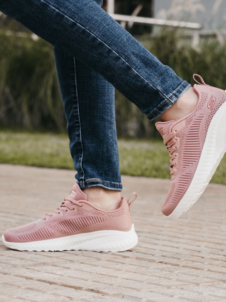 Skechers Blush Pink Womens Bobs Squad Chaos Face Off Trainers - Image 1 of 5