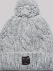 Superdry Grey Tweed Cable Beanie - Image 1 of 2