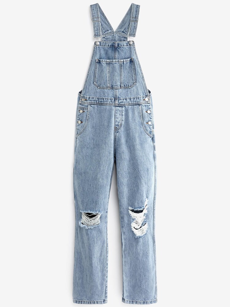 Bleach Ripped Relaxed Denim Dungarees - Image 1 of 1