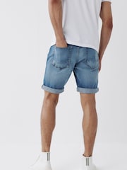 Mid Blue Skinny Fit Denim Shorts - Image 2 of 5