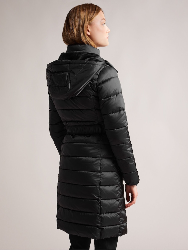 Ted Baker Black Long Aliciee Padded Coat - Image 2 of 5