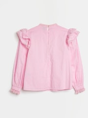 River Island Pink Girls 100% Cotton Dobby Blouse - Image 2 of 3