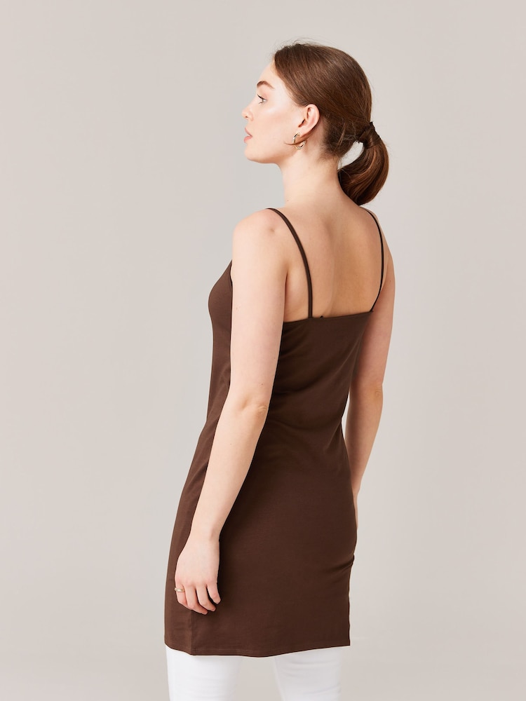 Chocolate Brown Longline Thin Strap Vest - Image 2 of 5 Chocolate Brown Longline Thin Strap Vest - Image 2 of 5