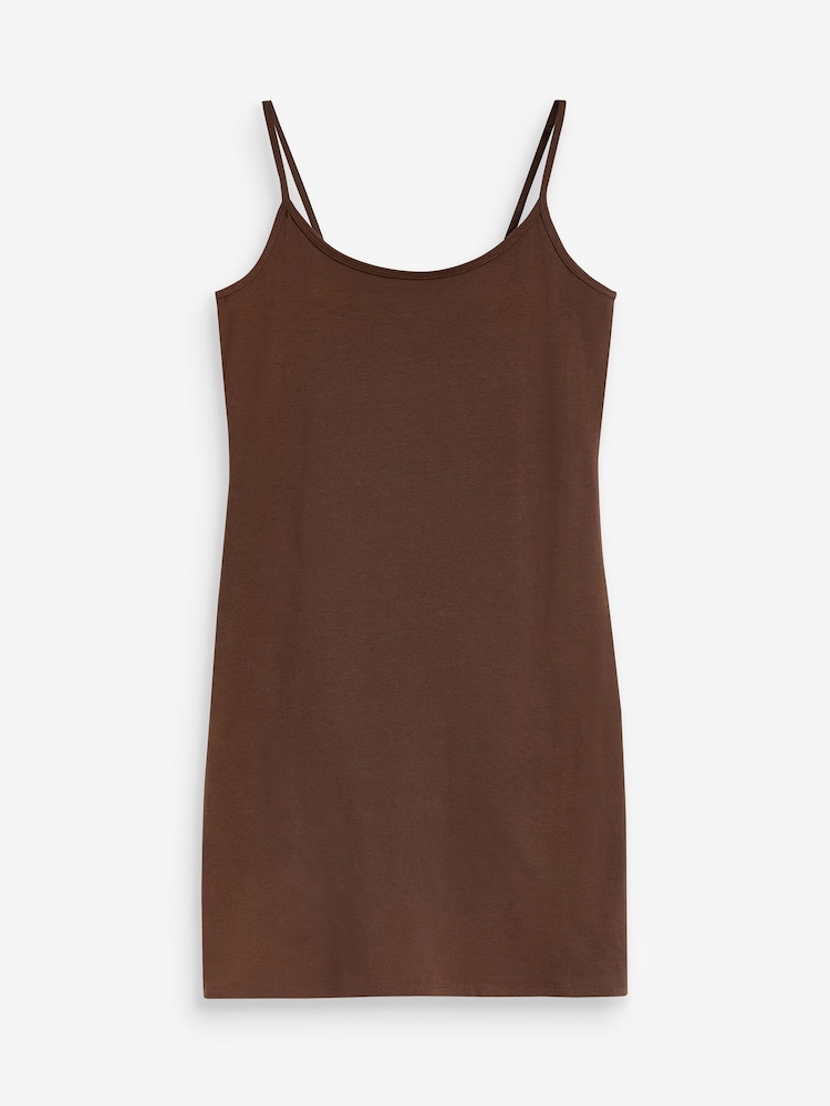 Chocolate Brown Longline Thin Strap Vest - Image 5 of 5 Chocolate Brown Longline Thin Strap Vest - Image 5 of 5