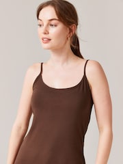 Chocolate Brown Longline Thin Strap Vest - Image 7 of 9