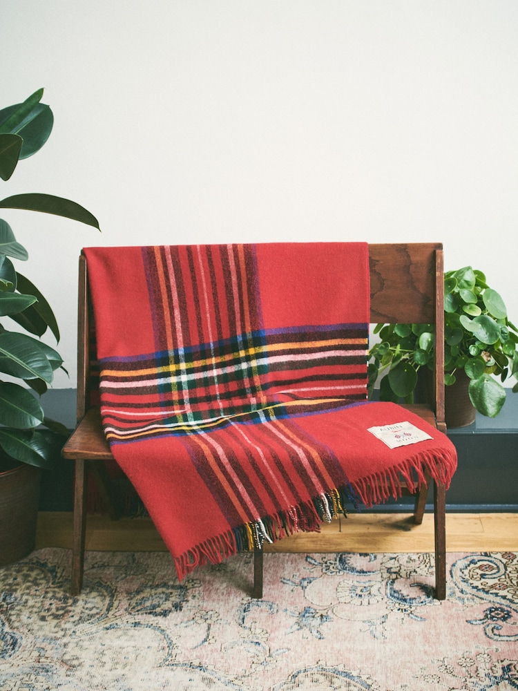 Aubin Red Guiseley Wool Throw - Image 2 of 4