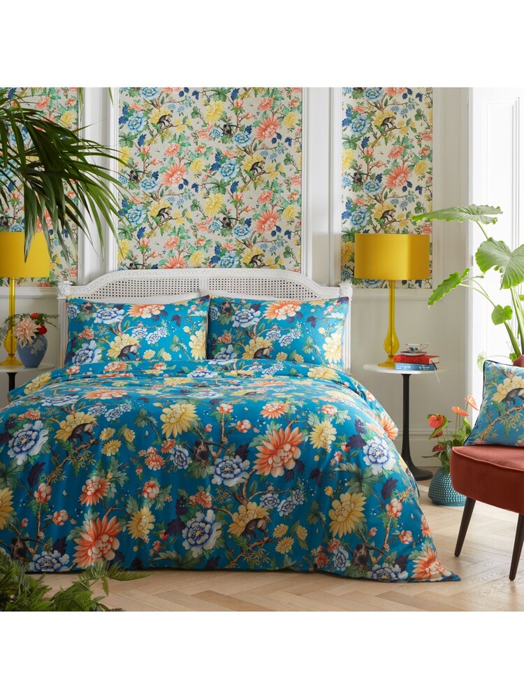 Wedgewood Blue Sapphire Garden 100% Cotton Duvet Cover and Pillowcase Set - Image 1 of 2 Wedgewood Blue Sapphire Garden 100% Cotton Duvet Cover and Pillowcase Set - Image 1 of 2