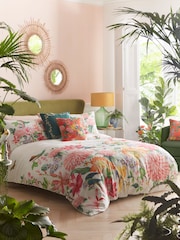 Wedgwood Cream Golden Parrot 100% Cotton Duvet Cover and Pillowcase Set - Image 1 of 3