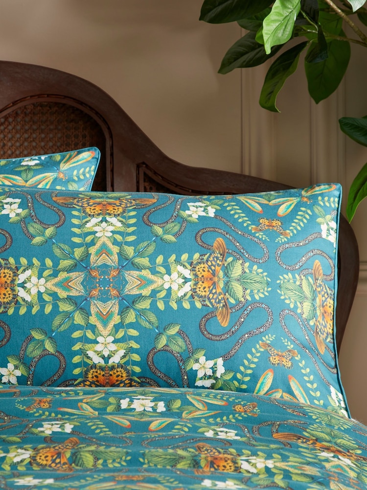 Wedgwood Green Emerald Forest 100% Cotton Duvet Cover and Pillowcase Set - Image 2 of 3