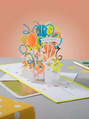 Hallmark White Celebration Card 3D Pop-Up Party Balloons Design - Image 1 of 4