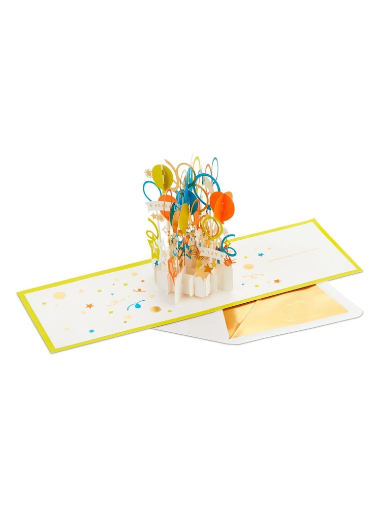 Hallmark White Celebration Card 3D Pop-Up Party Balloons Design - Image 2 of 4 Hallmark White Celebration Card 3D Pop-Up Party Balloons Design - Image 2 of 4