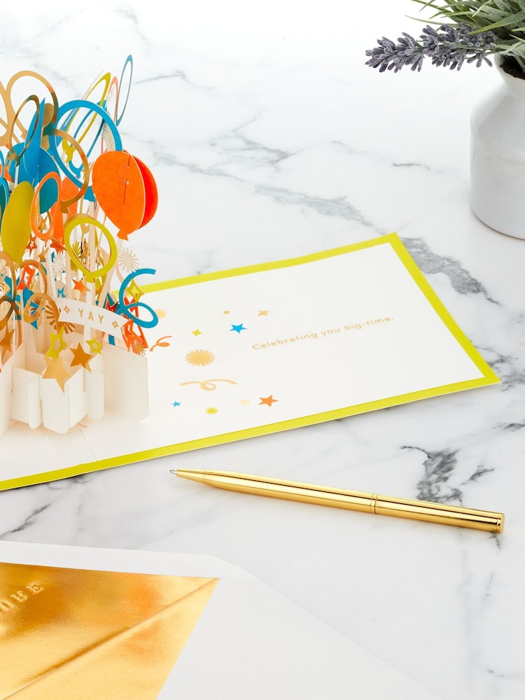 Hallmark White Celebration Card 3D Pop-Up Party Balloons Design - Image 4 of 4 Hallmark White Celebration Card 3D Pop-Up Party Balloons Design - Image 4 of 4