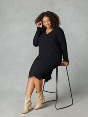 Live Unlimited Black Knitted V-Neck Dress - Image 3 of 5
