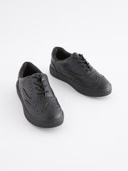 Black School Leather Lace-Up Brogue Shoes - Image 1 of 4
