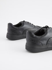Black School Leather Lace-Up Brogue Shoes - Image 3 of 4