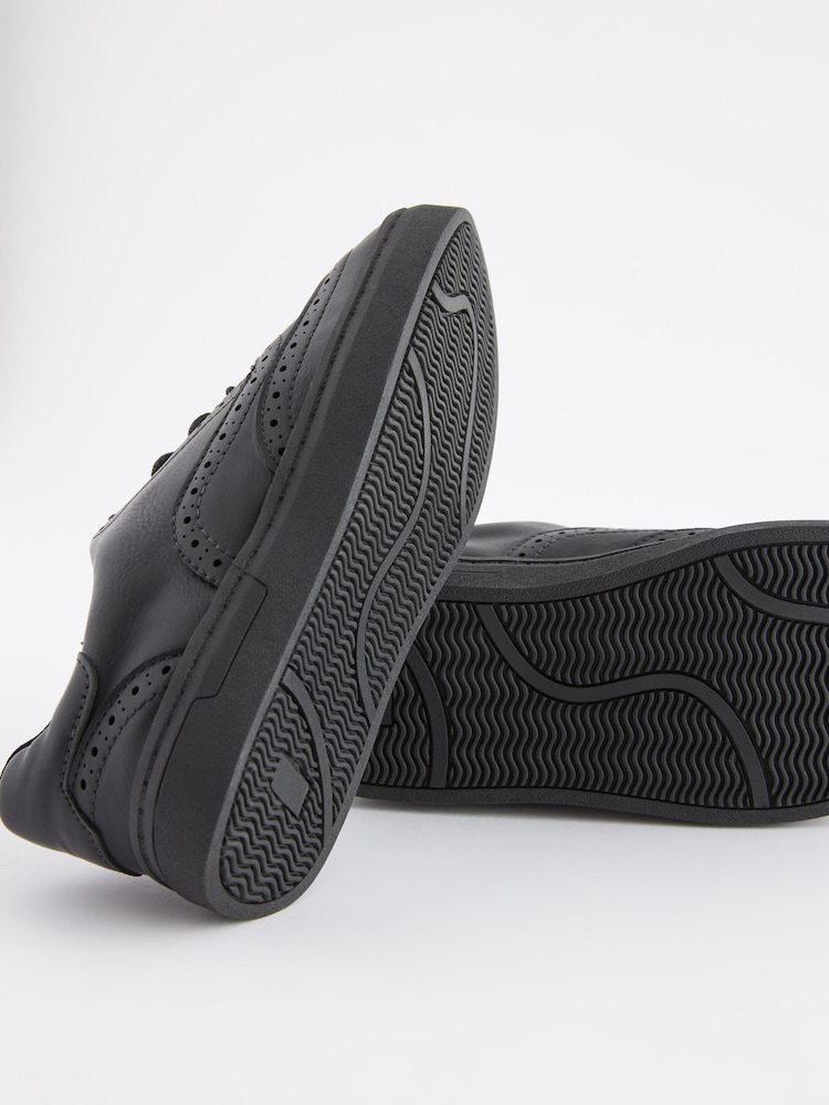 Black School Leather Lace-Up Brogue Shoes - Image 4 of 4 Black School Leather Lace-Up Brogue Shoes - Image 4 of 4
