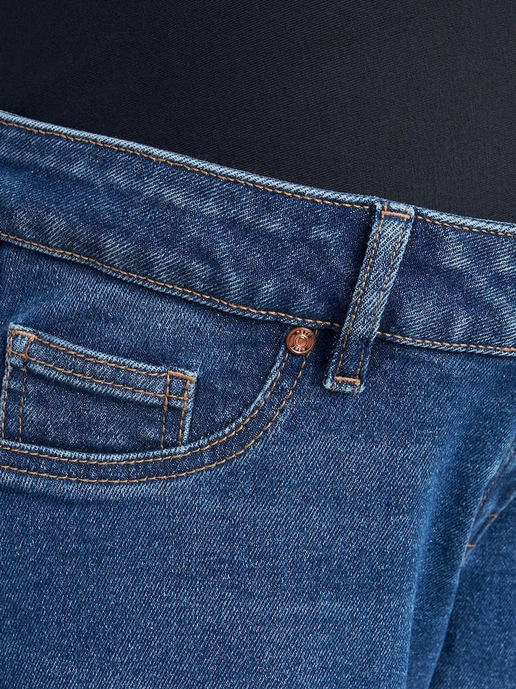 Jean bleu moyen - Jeans jambe droite de maternité avec bande fendue latérale et over-the bump - Image 7 of 9