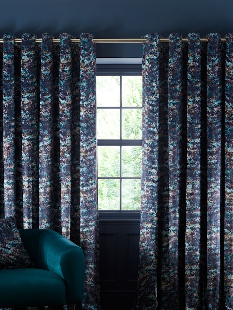 Studio G Blue Eclipse Eyelet Curtains - Image 1 of 2