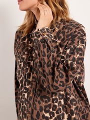 Animal Print Maternity/Nursing Oversize Denim Shirt - Image 4 of 6