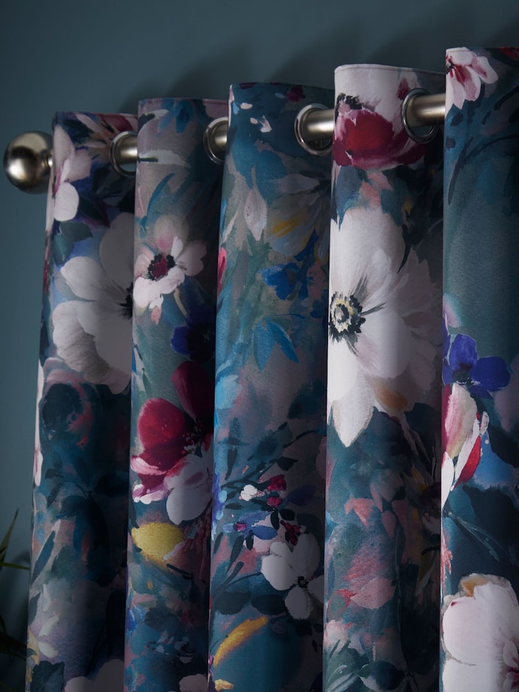 Studio G Purple Bouquet Eyelet Curtains - Image 2 of 2