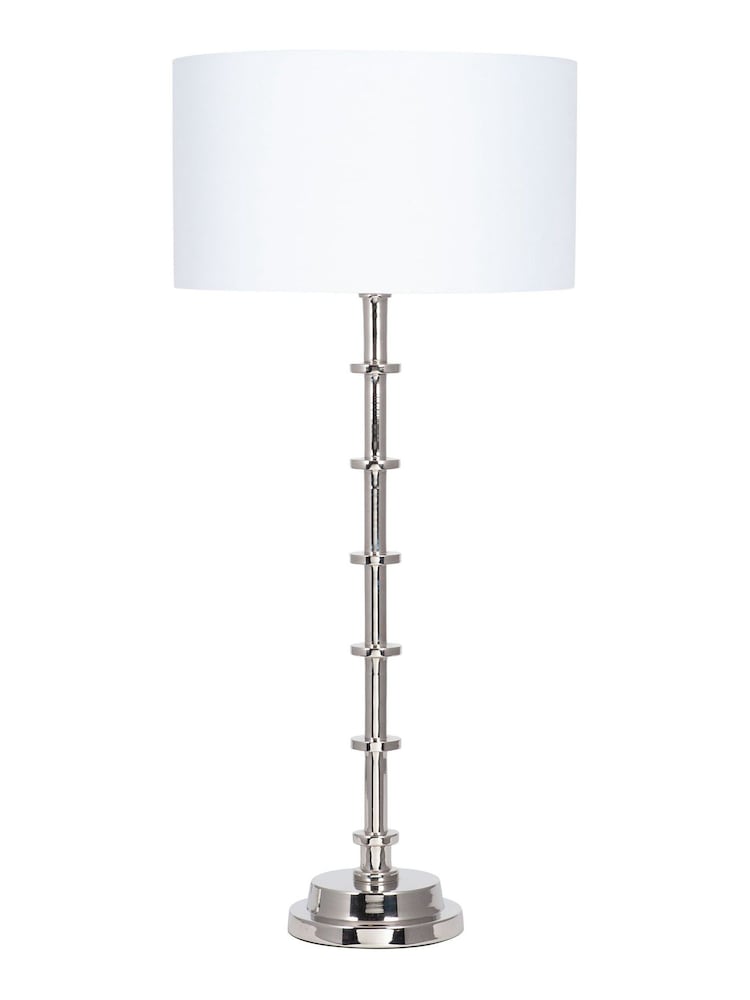 Pacific Silver Almas Silver Lamp 30cm White Shade - Image 1 of 2