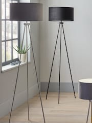 Pacific Grey Houston Brushed Silver Tripod Floor Lamp - Image 1 of 3
