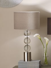 Pacific Grey Harris Tall Brushed Silver and Clear Glass Table Lamp - Image 1 of 3