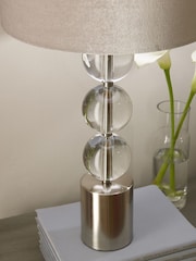 Pacific Grey Harris Tall Brushed Silver and Clear Glass Table Lamp - Image 2 of 3