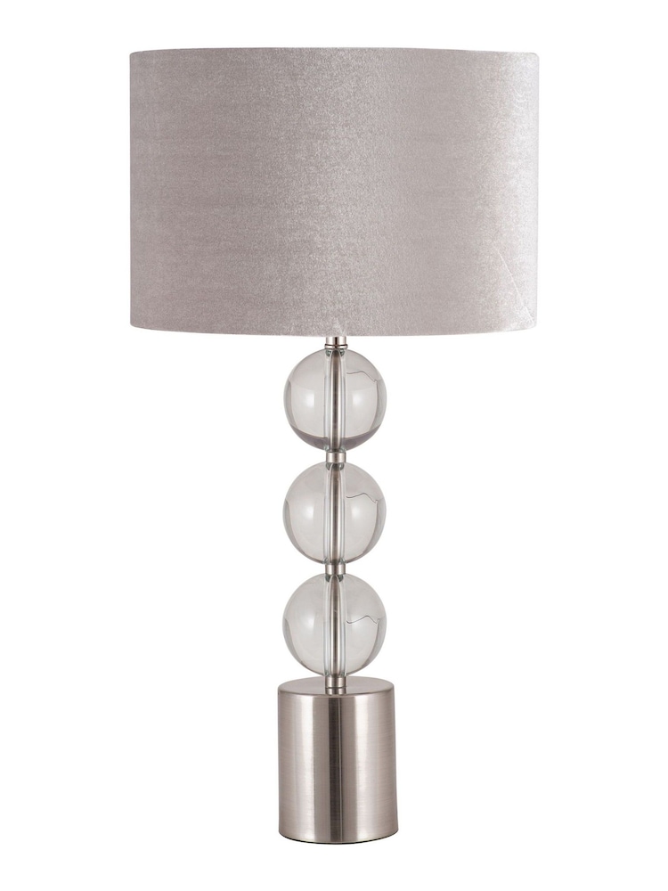 Pacific Grey Harris Tall Brushed Silver and Clear Glass Table Lamp - Image 3 of 3