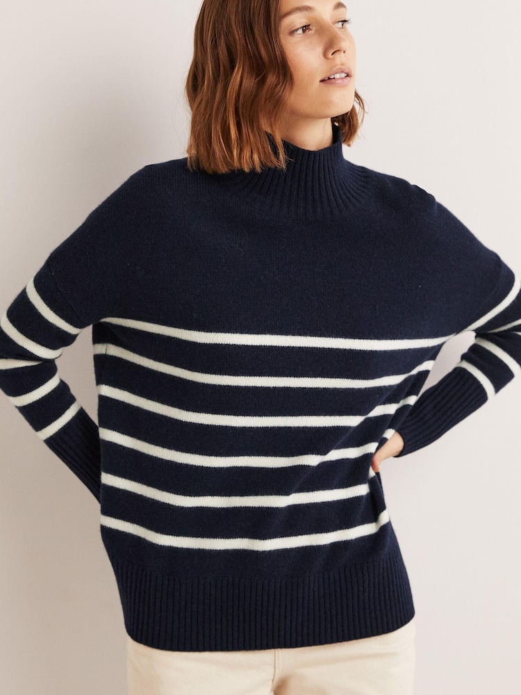 Boden Blue Oversized High Neck Jumper - Image 1 of 6 Boden Blue Oversized High Neck Jumper - Image 1 of 6