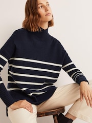 Boden Blue Oversized High Neck Jumper - Image 3 of 6
