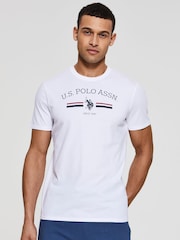 U.S. Polo Assn. Bright White Stripe Rider 100% Cotton T-Shirt - Image 1 of 6