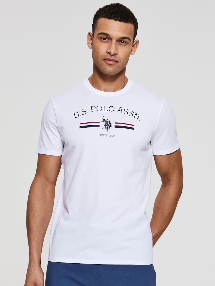 U.S. Polo Assn. Bright White Stripe Rider 100% Cotton T-Shirt - Image 1 of 6