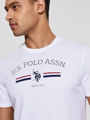 U.S. Polo Assn. Bright White Stripe Rider 100% Cotton T-Shirt - Image 3 of 6