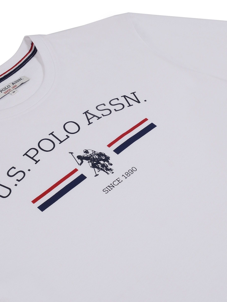 U.S. Polo Assn. Bright White Stripe Rider 100% Cotton T-Shirt - Image 6 of 6