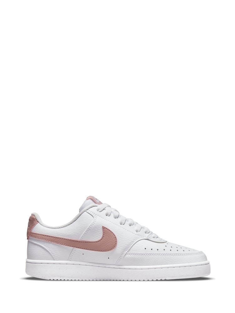 Nike White/Pink Court Vision Low Trainers - Image 3 of 10