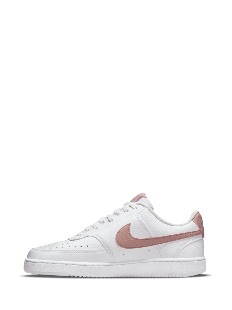 Nike White/Pink Court Vision Low Trainers - Image 4 of 10